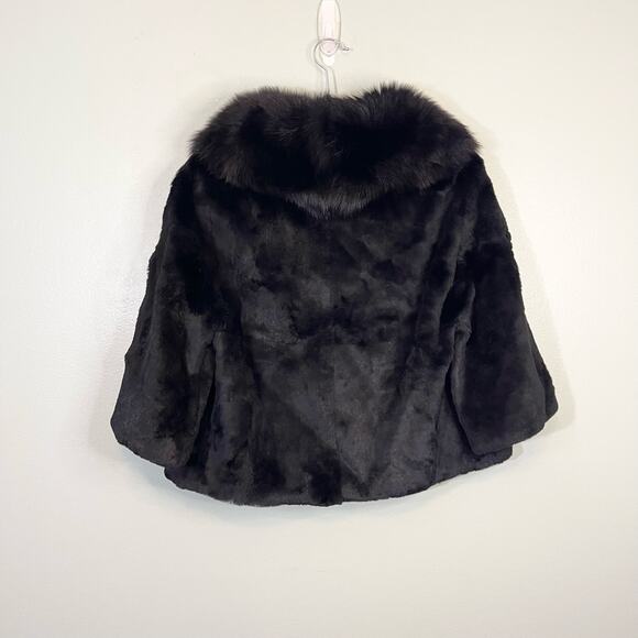 Nth Prestige Collection Women's Black Shrug Faux Fur Cropped Overcoat Size Small - Picture 9 of 11